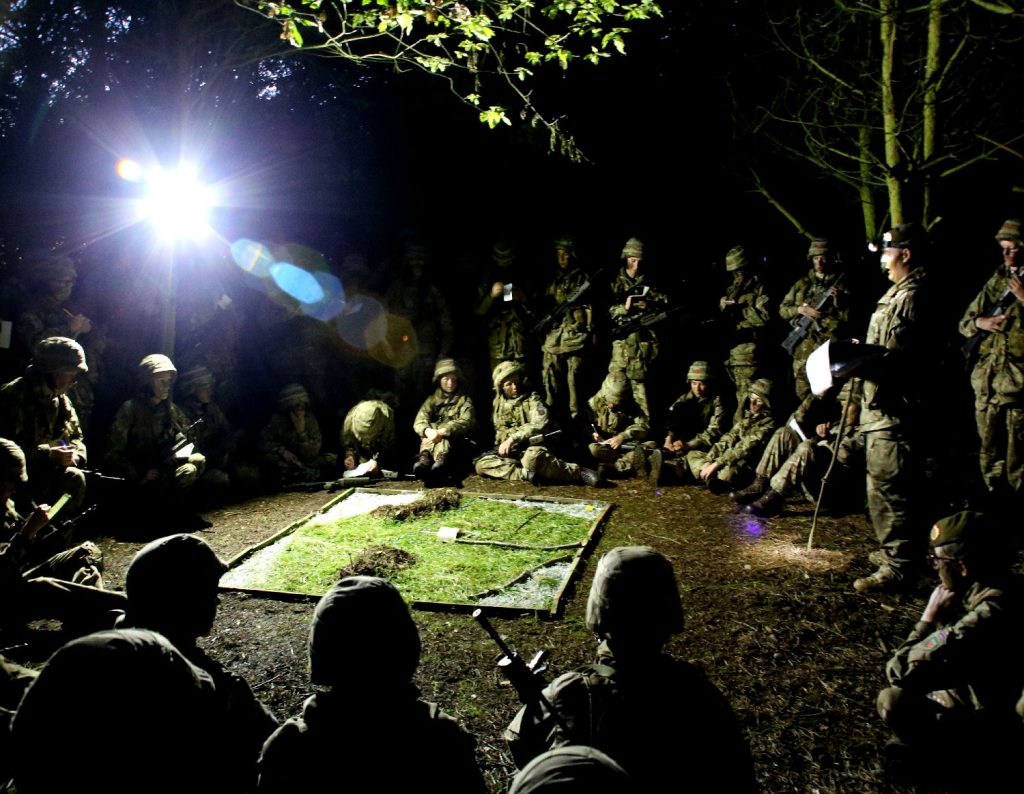 Cadets extract orders at fieldcraft briefing