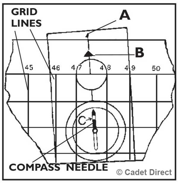 Map with Silva type Compass