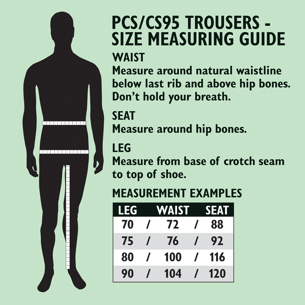 mtp pcs trousers size info