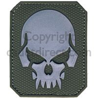 3D Skull Patch Velcro Olive Green