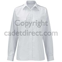 Navy Uniform Type Ladies Shirt, White, Pockets, Long Sleeve