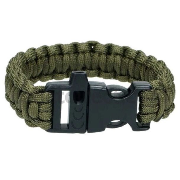 Paracord Bracelet Olive Green QR Buckle Whistle