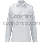 Navy Uniform Type Ladies Shirt, White, Pockets, Long Sleeve