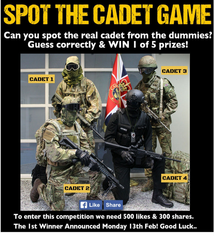 Win up to 5 prizes if you can spot the cadet from the dummies